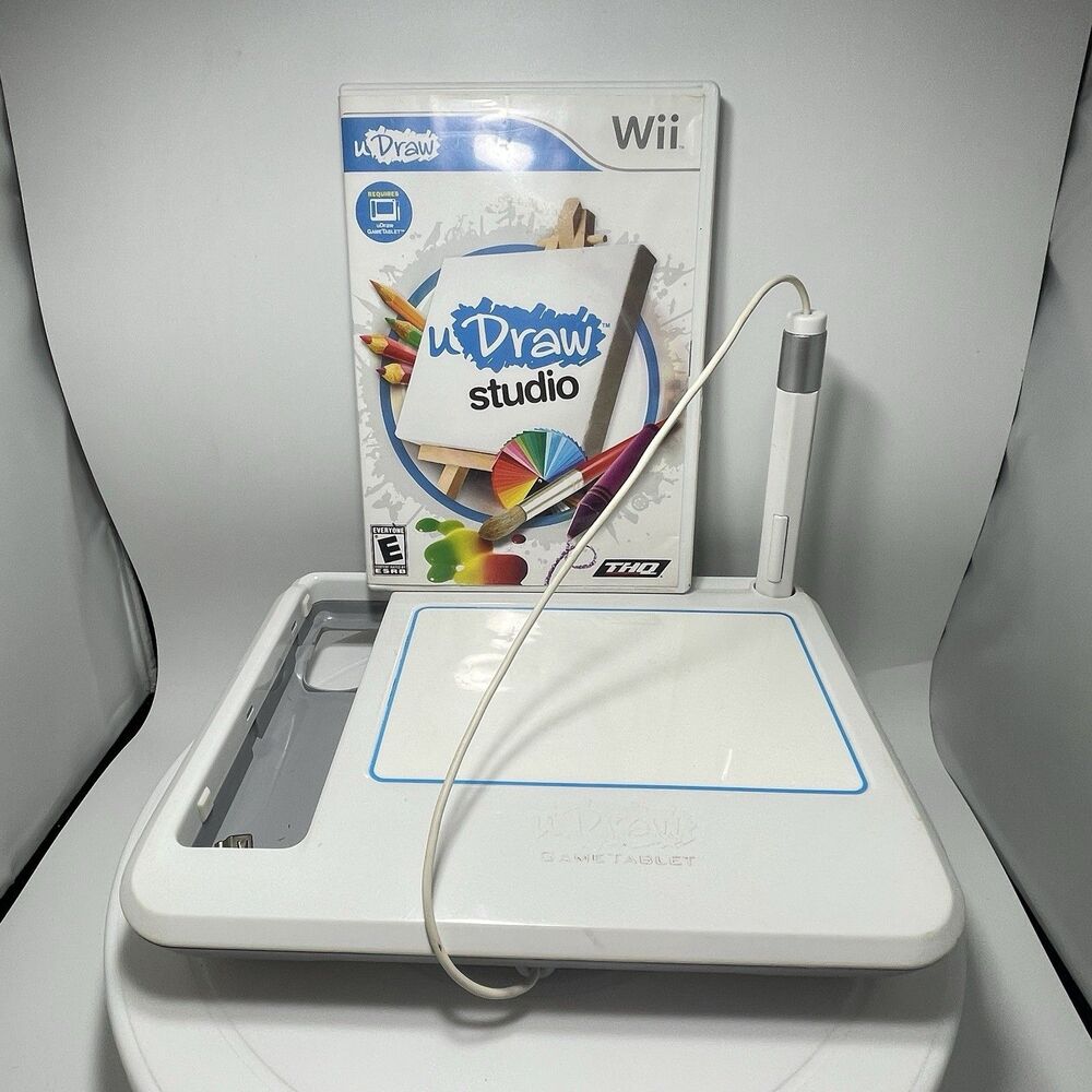 THQ uDraw Game Tablet Wii White with uDraw Studio Game Disc & Stylus Tested Lot
